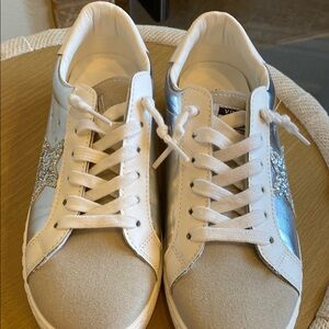 Vans Women's Silver and White Sneakers